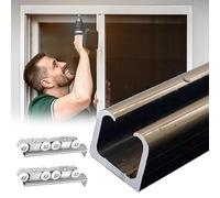Gold Sliding Barn Door Kit with Concealed Double Doors 8m Aluminium Rail Track Hardware for Ceiling/Walls Soft Close Pocket Door System - Easy Install