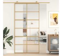 Gold Sliding Door 102.5x205 cm, Clear ESG Glass with Robust Aluminium Frame, Quiet Operation for Interior Barn Door Style Living Spaces