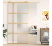 Gold Sliding Door 102.5x205 cm, Frosted ESG Glass Panel, Robust Aluminum Frame for Interior Barn Door Style, Quiet Home Privacy Screen