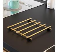 Gold Small 2 Pcs Metal Trivet Mats, Modern Kitchen Table Mat,Multi-Use Gold Trivet Mat, Insulated Non-Slip Durable Kitchen Mats, for Hot Dishes, Pots, Dining Countertop