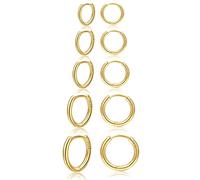Gold Small Hoop Earrings 5Pairs Small Gold Hoops Earrings for Women Hypoallergenic Tiny Hoop Earring Sleeper Cartilage 14KGold Plated MiniSmall Hoops Earring for Men Women 6/8/10/12/14mm PABBEU