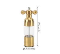 ˙Gold Small Pepper Mill Refillable Ceramic Rotor Coarseness Adjustable Manual