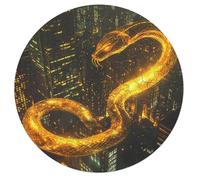 Gold Snake City Night Wooden Puzzle Letter on Back Circular Easy Jigsaw Puzzles for Elderly Birthday Gift Family Game