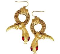 Gold Snake Earrings Red Gem Eyes Egyptian Cleopatra Fancy Dress Jewellery