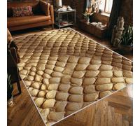 Gold Snake Rug Living Room 200x300 cm, Extra Large Rug, Low Pile Rugs Non Slip, Machine Washable, 3D Cool Gold Textured Area Rugs for Living Room, Home Decor Floor Carpets, FD5673