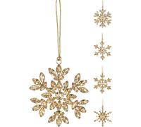 Gold Snowflake Christmas Tree Bauble | Rhinestone Christmas Tree Ornament | Snowflake Hanging Decoration - 10 cm ~ Design Varies