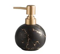 Gold Soap Dispenser, Cute Marble Round Ceramic Lotion Bottle(Black)