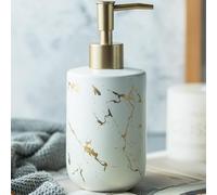 Gold Soap Dispenser, Dish Soap Dispenser for Kitchen Liquid Soap Pump Dispenser for Shower, Ceramics Refillable Hand Soap Lotion Dispenser, Shampoo Lotions Bottle for Bathroom, 10.5 OZ (White).