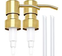 Gold Soap Dispenser Pump Replacement - 304 Stainless Steel Hand Liquid Soap and Lotion Dispenser Pumps Replacement for Regular Mouth Bottles, Standard 28/400 Neck Size,2 Pack