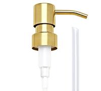 Gold Soap Dispenser Pump Replacement - Matte SUS 304 Rust Proof Stainless Steel Liquid Hand Soap and Lotion Dispenser Pumps Replacement for Regular Glass Mouth Bottles, Standard 28/400 Neck Size
