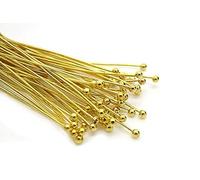 Gold Solid Brass Head Ball pins for Jewelry Making, Crafts - Hypoallergenic (50mm x 22 Gauge) 2 Inch