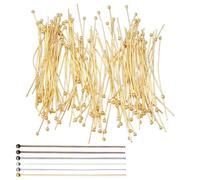 Gold Solid Brass Head Ball Pins,Silver Plated Solid Brass Ball Head Pins,Tarnish Resistant Antique Bronze Plated,for DIY Jewelry Making Earrings- Hypoallergenic (Gold,16mm/0.63in 200pc)