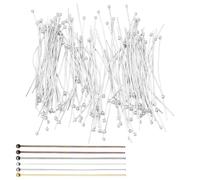 Gold Solid Brass Head Ball Pins,Silver Plated Solid Brass Ball Head Pins,Tarnish Resistant Antique Bronze Plated,for DIY Jewelry Making Earrings- Hypoallergenic (Silver,30mm/1.18in 200pc)