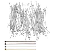 Gold Solid Brass Head Ball Pins,Silver Plated Solid Brass Ball Head Pins,Tarnish Resistant Antique Bronze Plated,for DIY Jewelry Making Earrings- Hypoallergenic (White,70mm/2.76in 100pc)