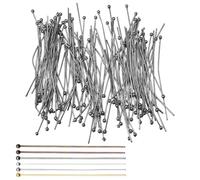 Gold Solid Brass Head Ball Pins,Silver Plated Solid Brass Ball Head Pins,Tarnish Resistant Antique Bronze Plated,for DIY Jewelry Making Earrings- Hypoallergenic (Black,45mm/1.77in 200pc)