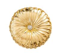 (Gold) Solid Color Sequin Round Pillow, Pumpkin Pleated Handmade Metallic Throw Pillows, Faux Leather Decorative Circle Floor Cushion for Home Decor