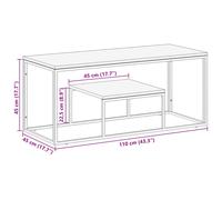 (gold, solid wood) vidaXL Coffee Table End Table Silver Stainless Steel and Solid Wood Sleeper