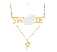 Gold Song Snake Reptile Album Double Layer 2 Piece Bundle Charm Chain Costume Y2K Aesthetic Girls Womens Ladies Fashion Costume Choker Outfits Accessories Gifts Jewellery Necklace