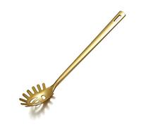 Gold Spaghetti Spoon, Berglander Pasta Server with Titanium Gold Plating, Stainless Steel Spaghetti Server for Cooking, Pasta Fork, Noddle Fork, Dishwasher Safe, Easy to Clean
