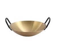 Gold Spanish Paella Pan,Stainless Steel Double Ears Pan,Rounded Bottom Hand Hammered Seafood Paella Pan,Nonstick Cooking Skillet Cookware for Homes Or Restaurants gold-28cm