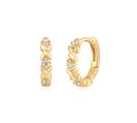 Gold Sparkle Cross Huggies by Ania Haie - Gold Plated / Sterling Silver / Zirconia