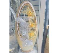 Gold Sparkle Crushed Diamanté Flower Vase - 80cm Tall Floor & Table Centrepiece, Glitter Bling Display Pot with Elegant Floral Design, Modern Art Deco Home Décor Ornament