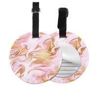 Gold Sparkle Pink,Luggage Tags Pu Leather Name Tag Travel Suitcase Identifier ID Tags Durable Baggage Label 2 pcs