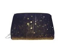 Gold Sparkling Star Print Makeup Bag Portable Leather Waterproof Cosmetic Bag Clutch Makeup Brush Bag (6.7x4.3in)