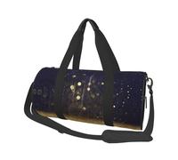 Gold Sparkling Star Print Round Duffel Bag, Canvas Overnight Travel Tote Bag, Waterproof and Tear-Resistant.Foldable Weekend Travel Bag