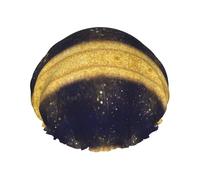 Gold Sparkling Star Printed Bathing Cap, Dual Layer Hair Protector, Elastic Hair Cover For Washing Face, 10.6in/27cm