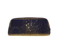 Gold Sparkling Star Printing Leather Pencil Pouch Pen Case Elegant and Practical Bag for Students Perfect for Office School
