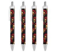 Gold Spartan Helmet Fashion Retractable Ballpointpen 0.5 Fine Writing Pens Black Ink Click Pen Office Supplies 4 PCS