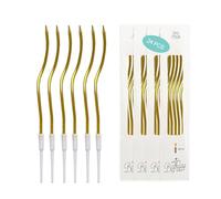 Gold Spiral Birthday Candles for Cake & Cupcake, Tall Candles with Holders, 15CM Long, Golden Years Theme, Elegant Decor for Retirement, Anniversary, Wedding Party Supplies (24, Gold)