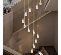 Gold Spiral Crystal Chandelier, 3000-6000K Dimmable LED Staircase Pendant Light,12-Light Raindrop Chandeliers Ceiling Light for The Villa,Duplex Building,Stairwells and Living Room,120''/305cm