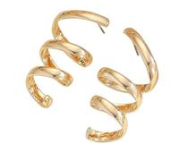 Gold Spiral Cuff Earrings 3D Twisted Hoop Jewelry Shiny Gold-Plated Coiled Drop Design Bold Minimalist Spiral Wrap Earrings for Women