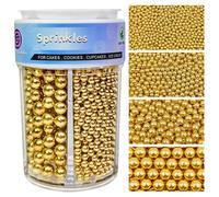 Gold Sprinkles for Cake Decorating, 4 Sizes Pearl Sprinkles Mix 7.7Oz for Cake Cupcake Ice Cream Donuts Cookie Baking Toppings