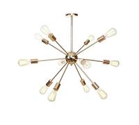 Gold Sputnik Chandelier,American Retro Iron Satellite Chandelier,E27 Ceiling Adjustable During Light Fixture for Kitchen Dining Living Room Hanging Light-Chrome 15 Head