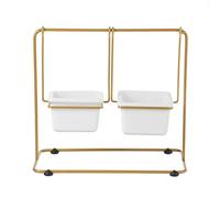 (Gold, Square Basin) Flower Pot Ceramic Succulent Planter Pots Iron Rack with Ceramic For Garden