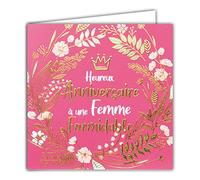 Gold Square Happy Birthday Card with a Formidable Woman