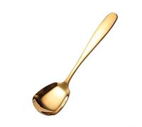 gold Square Head Stainless Steel Spoon,Rice Spoons,Stainless Steel Soup Spoons,Ice Cream Spoons,Long Handle Flat Bottom Spoons,Dinner Spoon