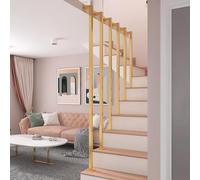 Gold Square Stair Baluster Posts | L-Shaped Indoor Banister iling | Floor to Ceiling Mounted Guardil for Lofts & Villas | 4.8ft (145cm) Staircase Safety
