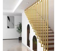 Gold Square Tube il - Complete Side-Mount Stair Railing Kit, Forged Iron Transition Guardrail for Indoor/Outdoor Use, Durable & Stylish Safety Solution.