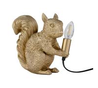 Gold Squirrel Holding Bulb Table Lamp or Bedside Light, Gold Resin Animal, Height 23 cm, LED Compatible