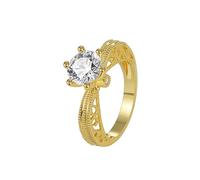 Gold Stacking Rings, Rings for Me Elegant with Round Shape Moissanite 9K Yellow Gold Size K 1/2