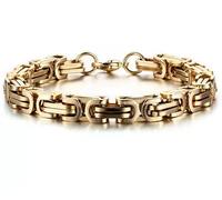 Gold Stainless Steel Byzantine Box Chain Bracelet Gift for Men Women 8mm 8.66''