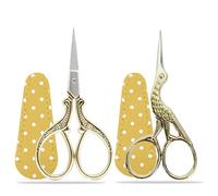 Gold Stainless Steel Embroidery Scissors, 2PCS Small Craft Scissors for Sewing, Needlework & Handicraft with Fake Leather Cover