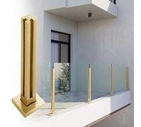 Gold Stainless Steel Glass Railing Post Baluster U Channel - 304 Brushed Finish Guardrail Column for Deck, Balcony, Stairs - 80cm (31.5") Corner Post