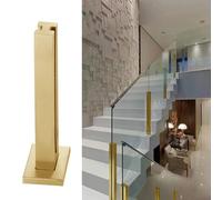 Gold Stainless Steel Glass Railing Post System, 110cm Mid Post Guardrail for Stairs, Durable Square Balustrade Clamp Column, Elegant Fence Railing Hardware