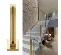 Gold Stainless Steel Glass Railing Post System, 80cm End Post for Stairs, Durable Balustrade Clamp Column, Square Guardrail Hardware for Modern Fencing