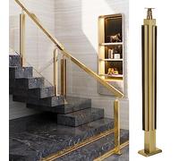 Gold Stainless Steel Glass Railing Post System - Modern 130cm Balustrade Kit for 10mm-12mm Panels - Stylish and Durable Deck & Patio Corner Post - Easy Installation